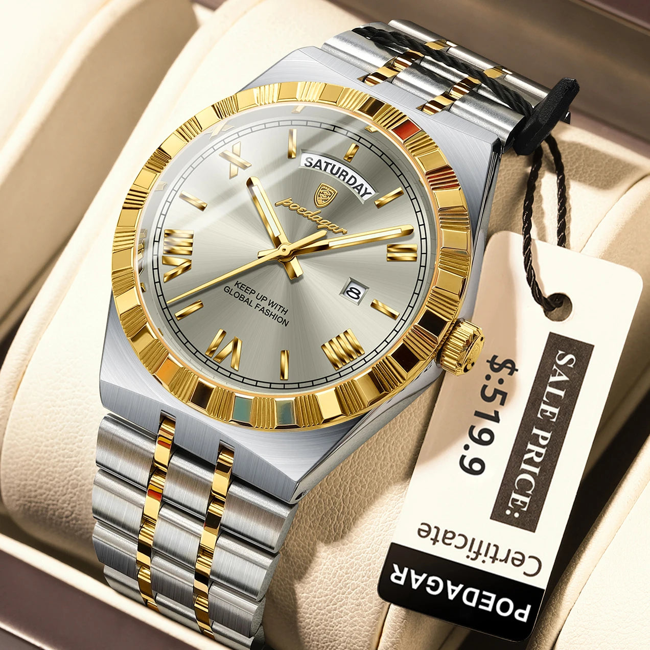 Relógio Masculino Esmerion Classic Aço Inoxidável com Calendário