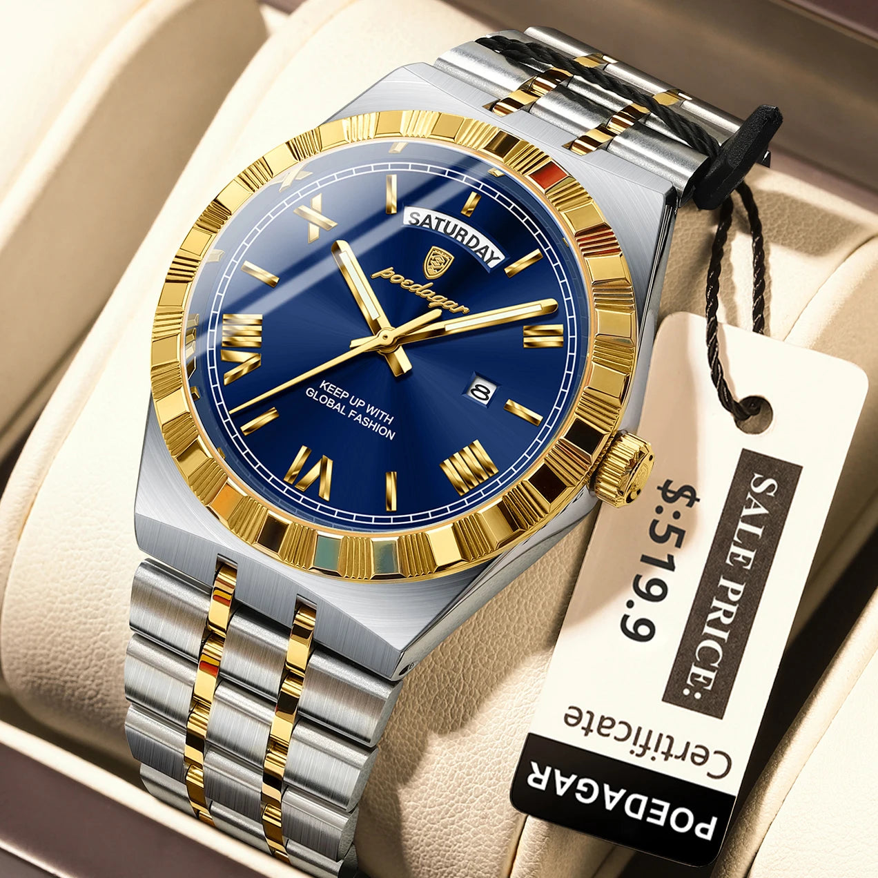 Relógio Masculino Esmerion Classic Aço Inoxidável com Calendário