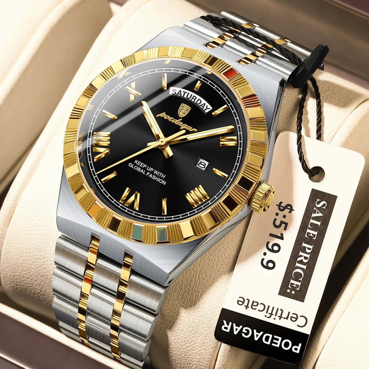 Relógio Masculino Esmerion Classic Aço Inoxidável com Calendário