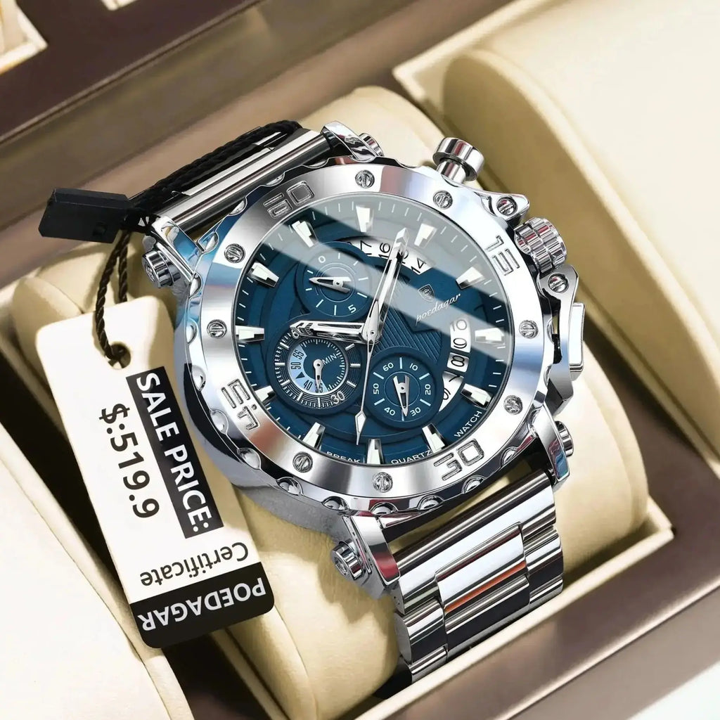 Relógio Masculino Esmerion Diver Grande Aço Inoxidável à Prova d'Água