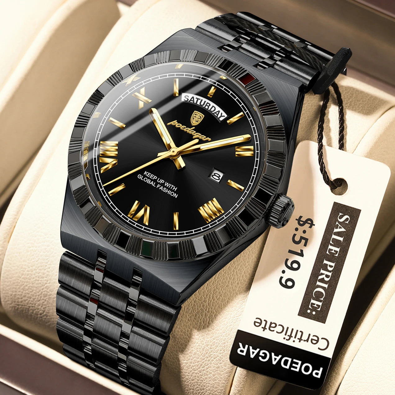 Relógio Masculino Esmerion Classic Aço Inoxidável com Calendário