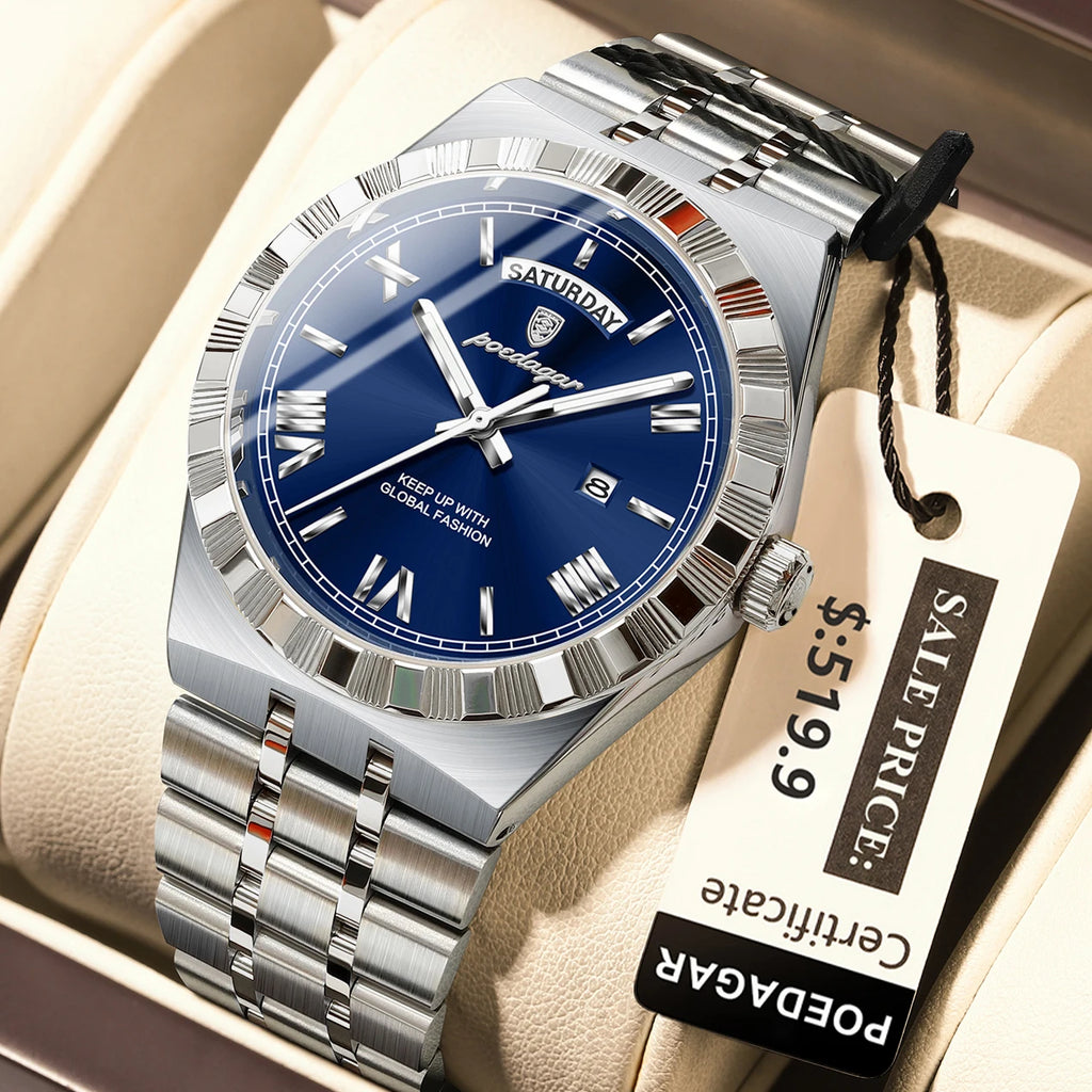 Relógio Masculino Esmerion Classic Aço Inoxidável com Calendário