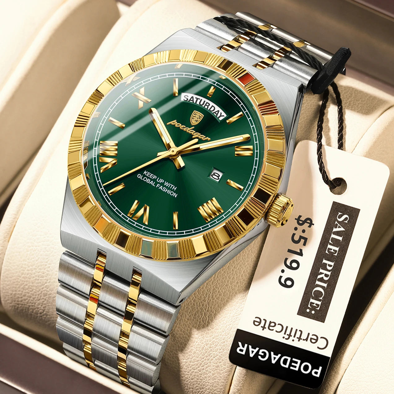 Relógio Masculino Esmerion Classic Aço Inoxidável com Calendário