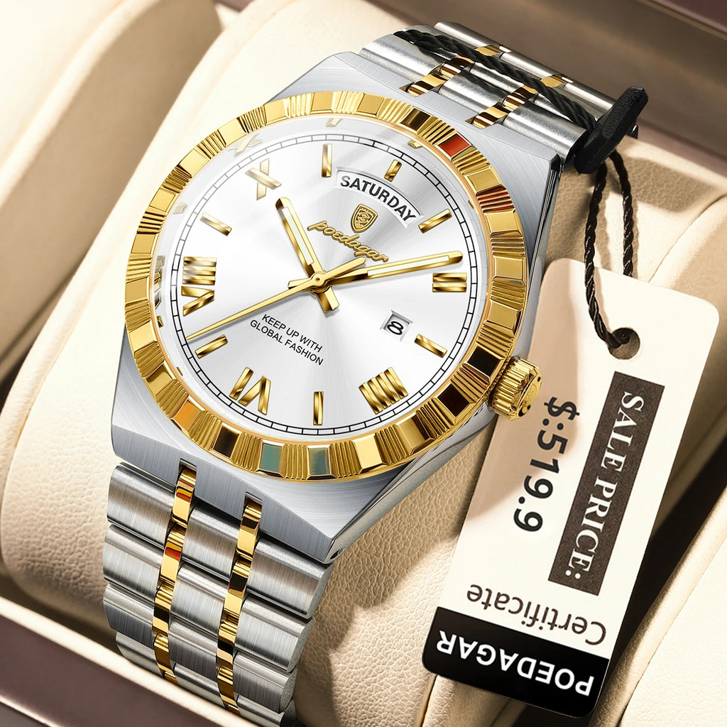 Relógio Masculino Esmerion Classic Aço Inoxidável com Calendário