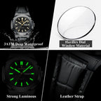 POEDAGAR Luxury Square Men Wristwatch Luminous Waterproof Week Date Male Clock Leather Quartz Casual Fashion Men's Watches Reloj