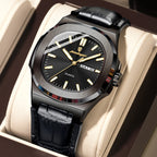POEDAGAR Luxury Square Men Wristwatch Luminous Waterproof Week Date Male Clock Leather Quartz Casual Fashion Men's Watches Reloj